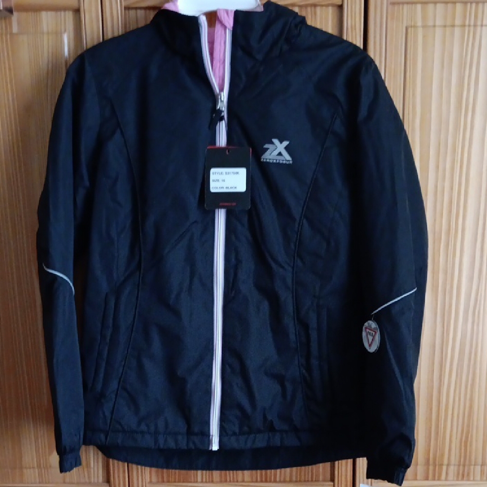 Pink Hooded Raincoat with Reflective Details